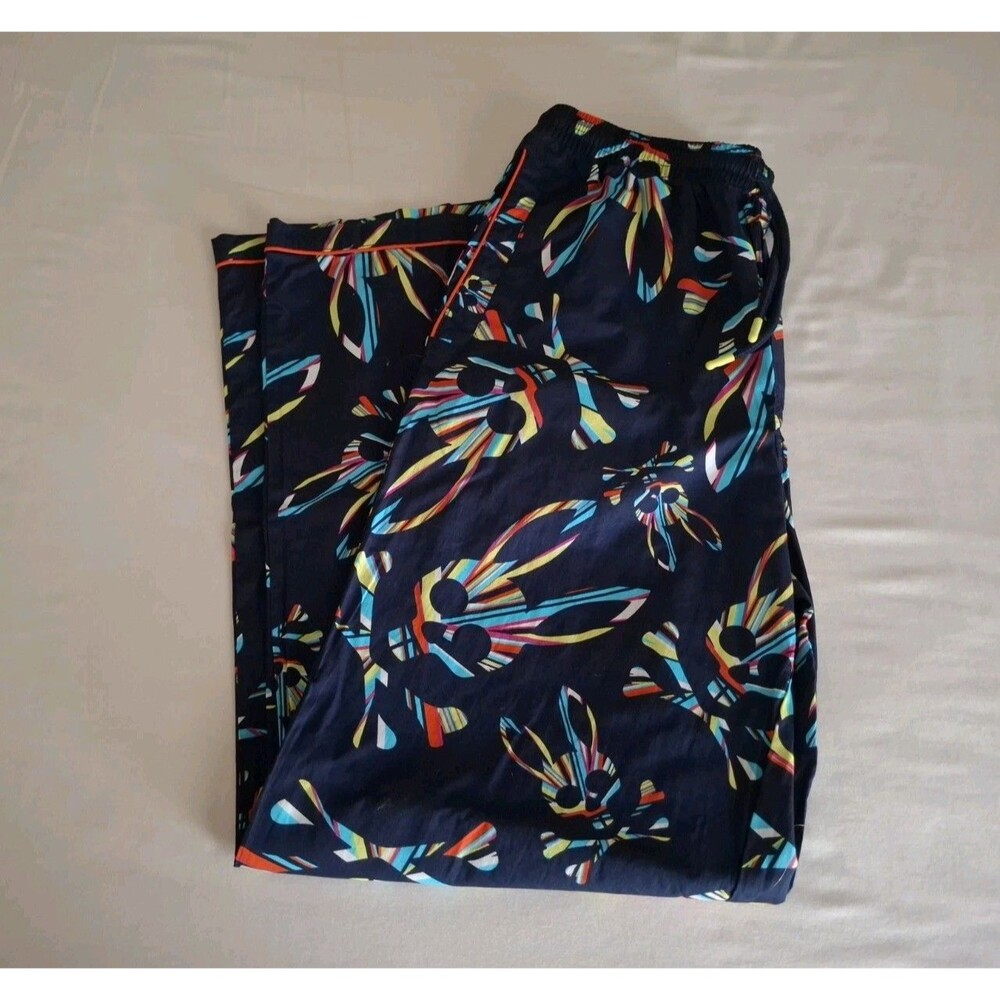 Psycho Bunny Men's Lounge Pajama Pants Blue Lime Bunny Logo All Over Sz M EC